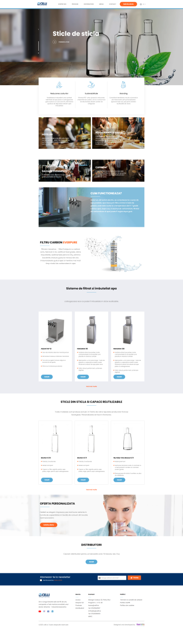 CELLI Romania - Website for the purchase of water filtration and bottling systems 
